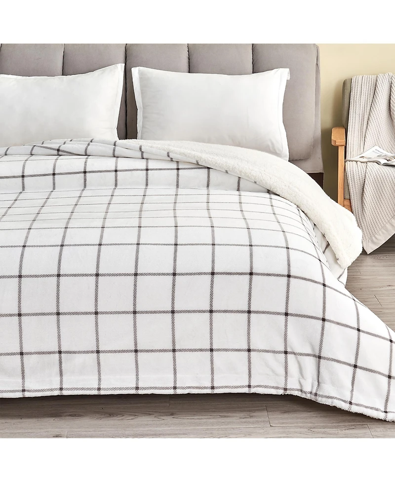 Linery & Co. Velvet Plush Reversible Sherpa Throw Blanket