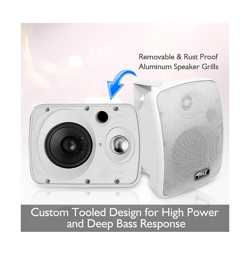 Pyle 6.5” Bluetooth Wireless Waterproof Speakers - 800W Max Power, 2-Way Full Range Stereo Sound, Marine Grade, Indoor/Outdoor Use