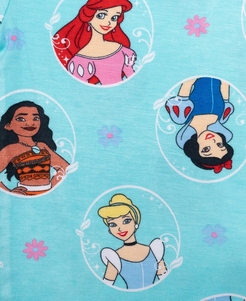 Disney Princess Toddler Girls Short Sleeve and Biker Shorts, 2-Piece Pajama Set