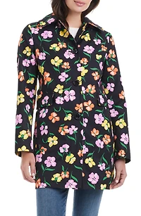 kate spade new york Women's A-Line Printed Trench Coat