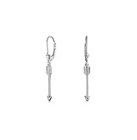 Bling Jewelry Minimalist Romantic Cupid Arrow Dangle Earrings Leverback Sterling Silver