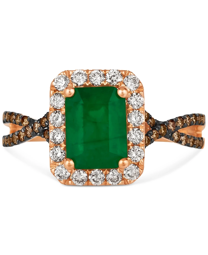 Le Vian New Emerald (1-1/5 ct. t.w.) & Diamond (1/2 ct. t.w.) Halo Twist Ring in 14k Rose Gold