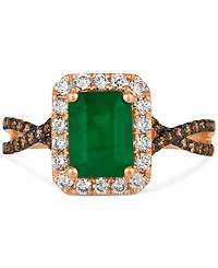 Le Vian New Emerald (1-1/5 ct. t.w.) & Diamond (1/2 ct. t.w.) Halo Twist Ring in 14k Rose Gold