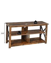 Gymax Modern Farmhouse Tv Stand Entertainment Center for Tv's up to 55'' w/Open Shelves