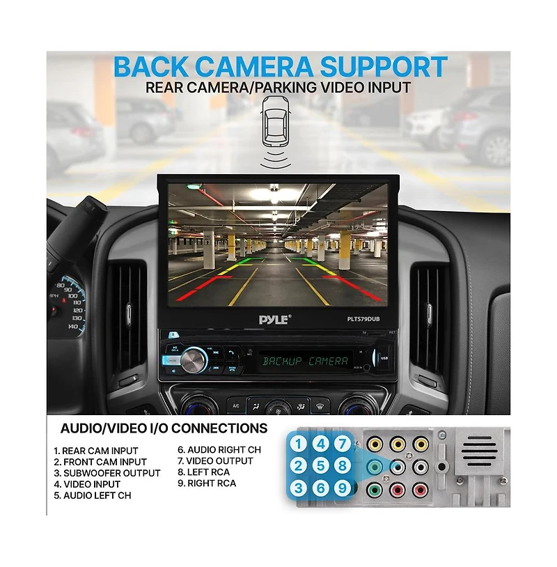 Pyle Single Din Car Stereo Receiver, 7 Motorized Touchscreen, Bluetooth, 320W