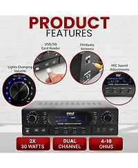 Pyle Home Theater Wireless Bt Streaming Receiver Amplifier