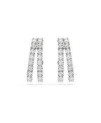 Swarovski Matrix White, Rhodium Plated Round Cut Cuff Earrings