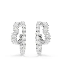 Swarovski Matrix Mixed Cuts, Heart, White, Rhodium Plated Hoop Earrings