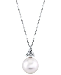 14k White Gold Necklace, Cultured South Sea Pearl (13mm) and Diamond (1/8 ct. t.w.) Pendant