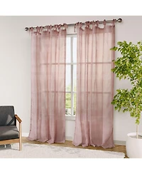 Grayson Stripe Sheer Tie Top Curtains Pair, 52"X84"