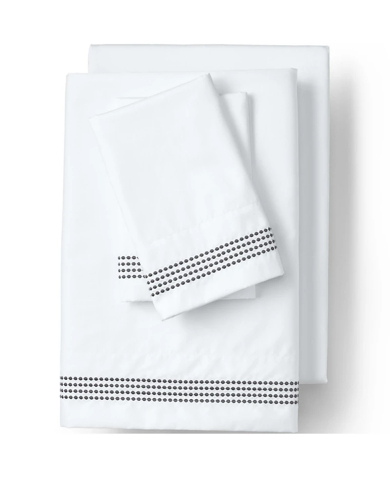 Lands' End Supima Cotton No Iron Sateen Embroidered Sheets - 400 thread count