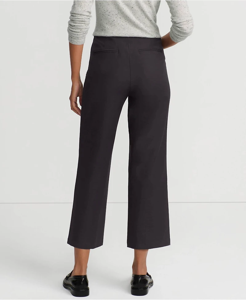 Lands' End Women's Bi Stretch High Rise Pintuck Wide Leg Crop Pants