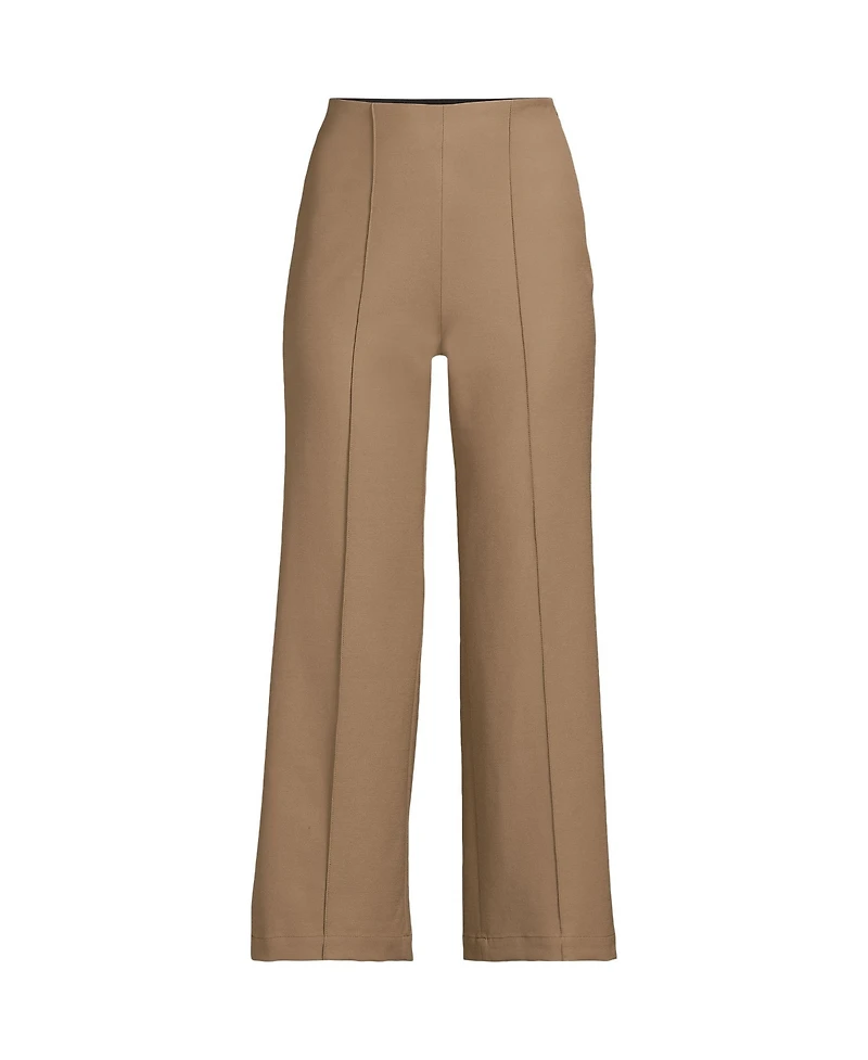 Lands' End Women's Bi Stretch High Rise Pintuck Wide Leg Crop Pants