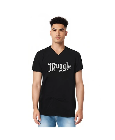 Harry Potter Mens Muggle Short Sleeve Adult V Neck Premium Cotton Tee / T-Shirt