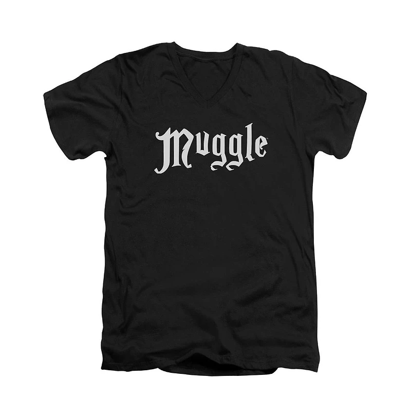 Harry Potter Mens Muggle Short Sleeve Adult V Neck Premium Cotton Tee / T-Shirt