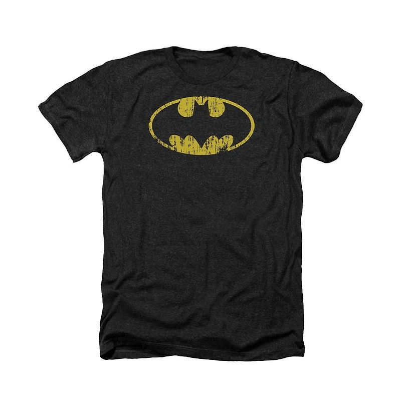 Batman Mens Classic Logo Distressed Adult Heather Tee / T-Shirt