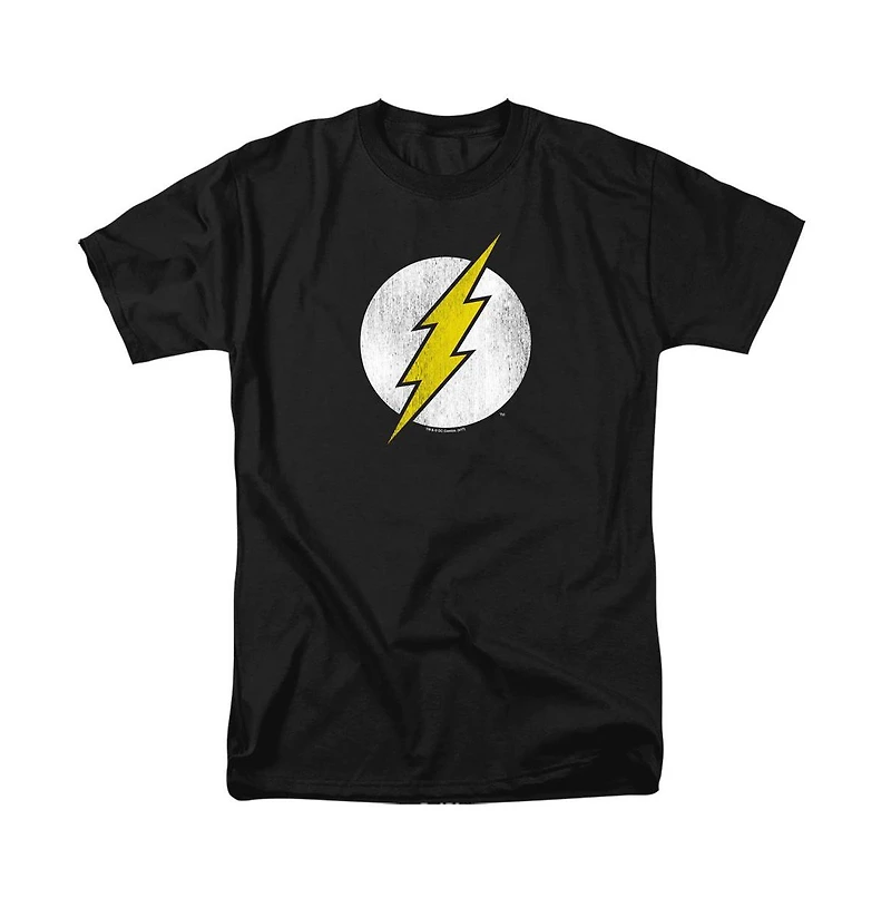 Dc Flash Mens Comics Logo Distressed Short Sleeve Adult Tee / T-Shirt