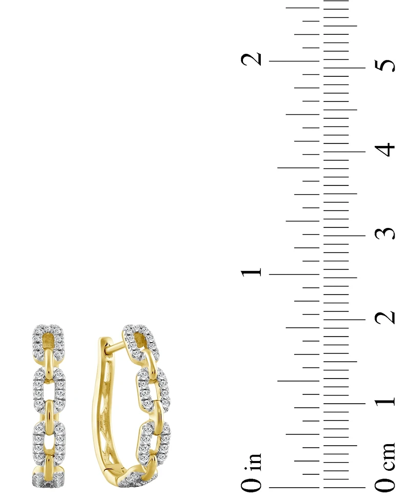 Diamond Link Oval Hoop Earrings (1/3 ct. t.w.) in 10k Yellow Gold