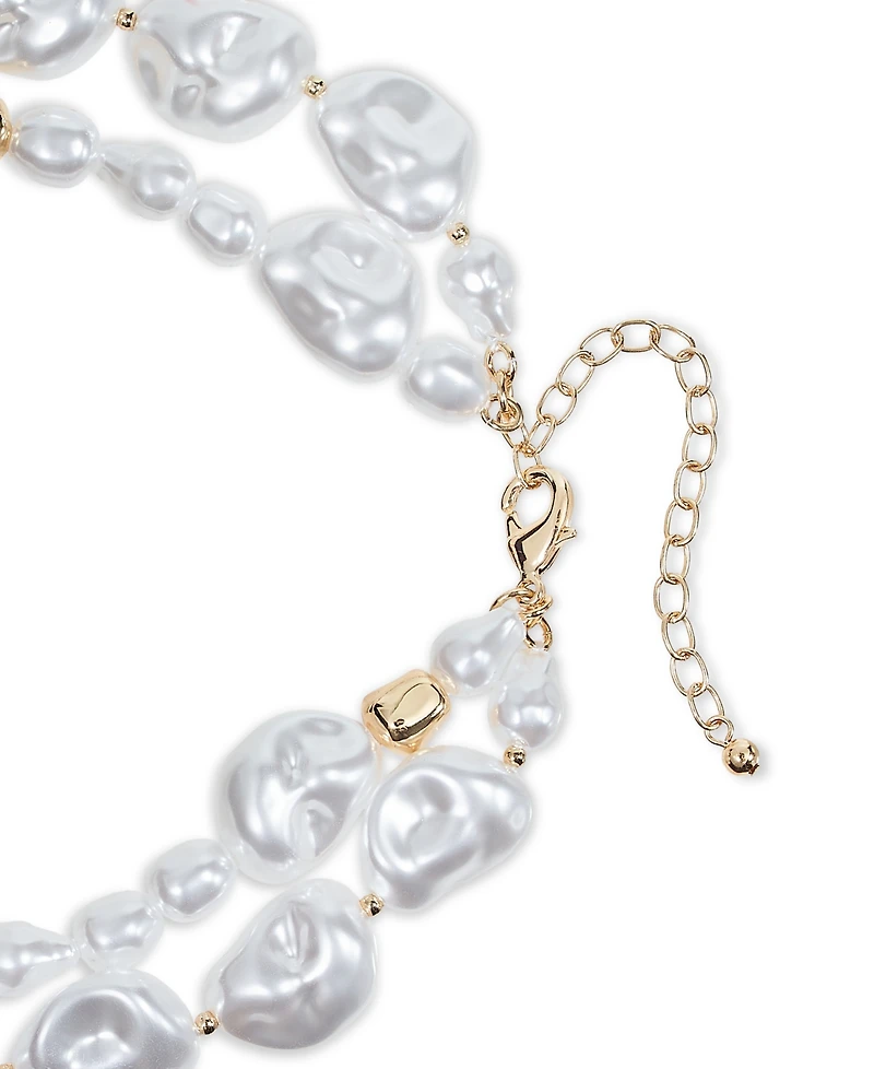 On 34th Gold-Tone Crystal Disc & Imitation Pearl Layered Pendant Necklace, 16" + 3" extender, Exclusively at Macy's