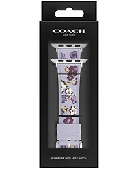 Coach Women's Purple Floral Silicone Strap Band for Apple Watch 38mm, 40mm, 41mm