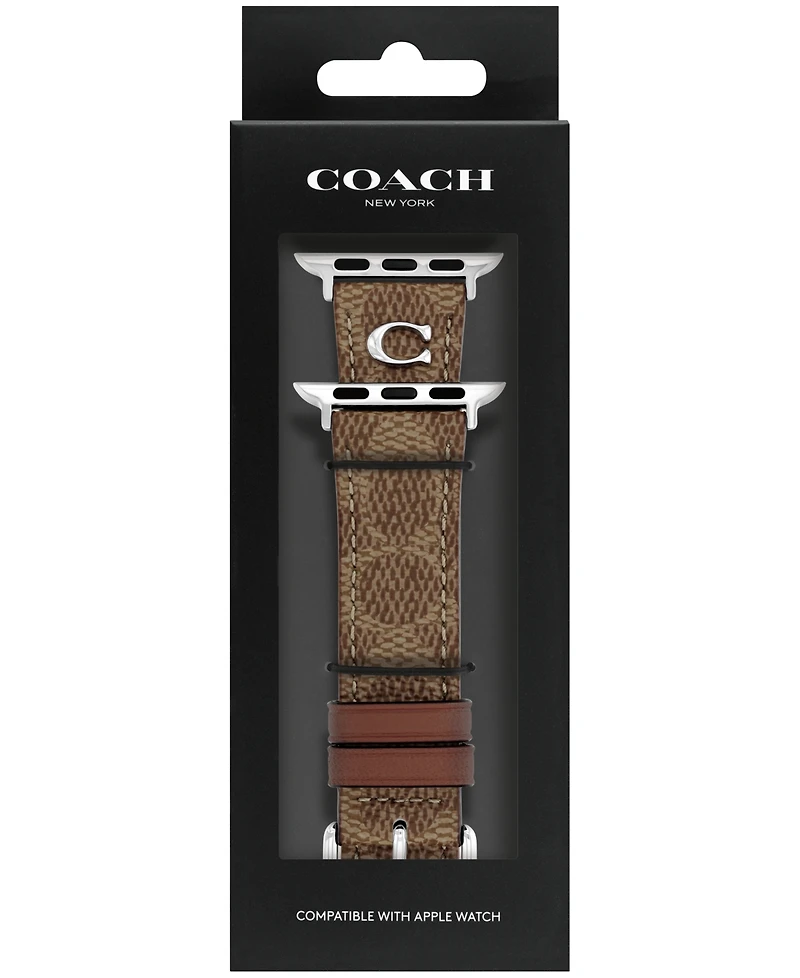 Coach Women's Tan Coach Signature Canvas Leather Strap Band for Apple Watch 38mm, 40mm, 41mm