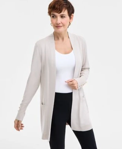 Jm Collection Womens Button Sleeve Flyaway Cardigan Pp 4x Created For Macys