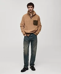 Mango Men's Regular-Fit Fleece Quarter-Zip Pullover