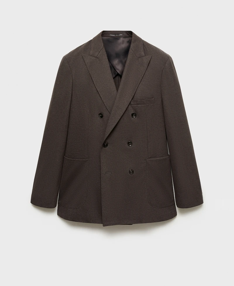 Mango Men's Slim-Fit Virgin Wool Double-Breasted Blazer