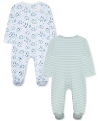 Little Me Baby Boys 2-Pack Dino Cotton Footed Coveralls