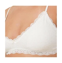 Cotton On Women's Cotton Lace Triangle Padded Bralette