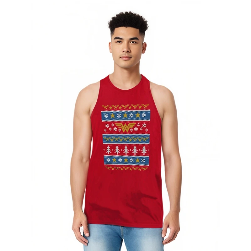 Dc Wonder Woman Men's Comics Christmas Sweater Adult Tank Top