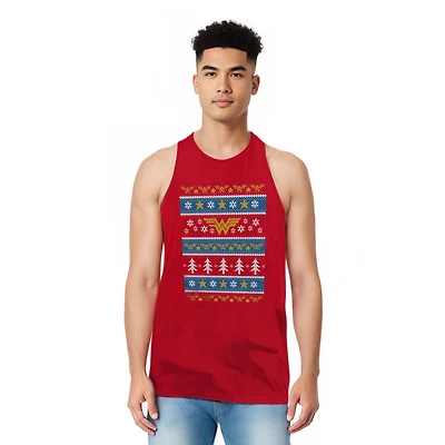 Dc Wonder Woman Men's Comics Christmas Sweater Adult Tank Top