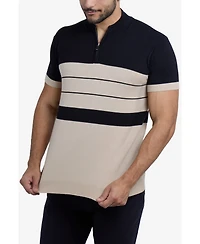 Spring + Mercer Men's Short Sleeve Zipper Neck Polo Sweater