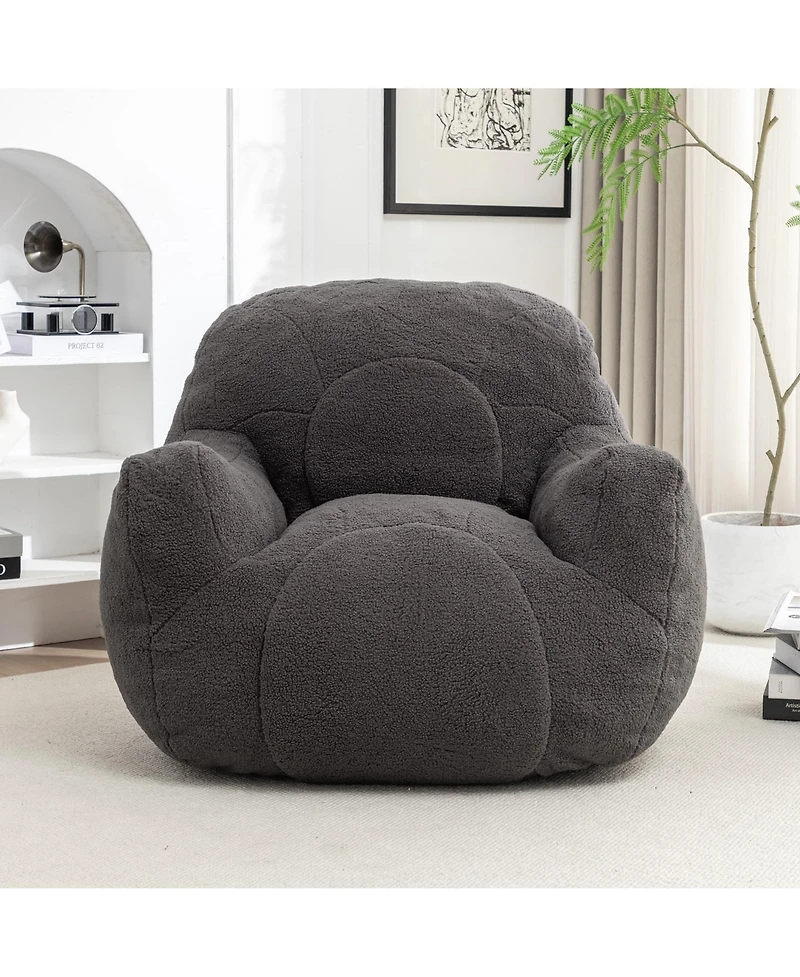 Cozy Bean Bag Chair with Memory Foam Filling, Tufted Faux Fur Sofa-The Pop Home