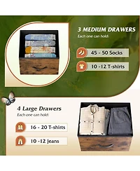 Wlive Dresser Tv Stand Entertainment Center with Fabric Drawers Media Console Table with Metal Frame and Wood Top for Tv up to 45 inch Chest of Drawer