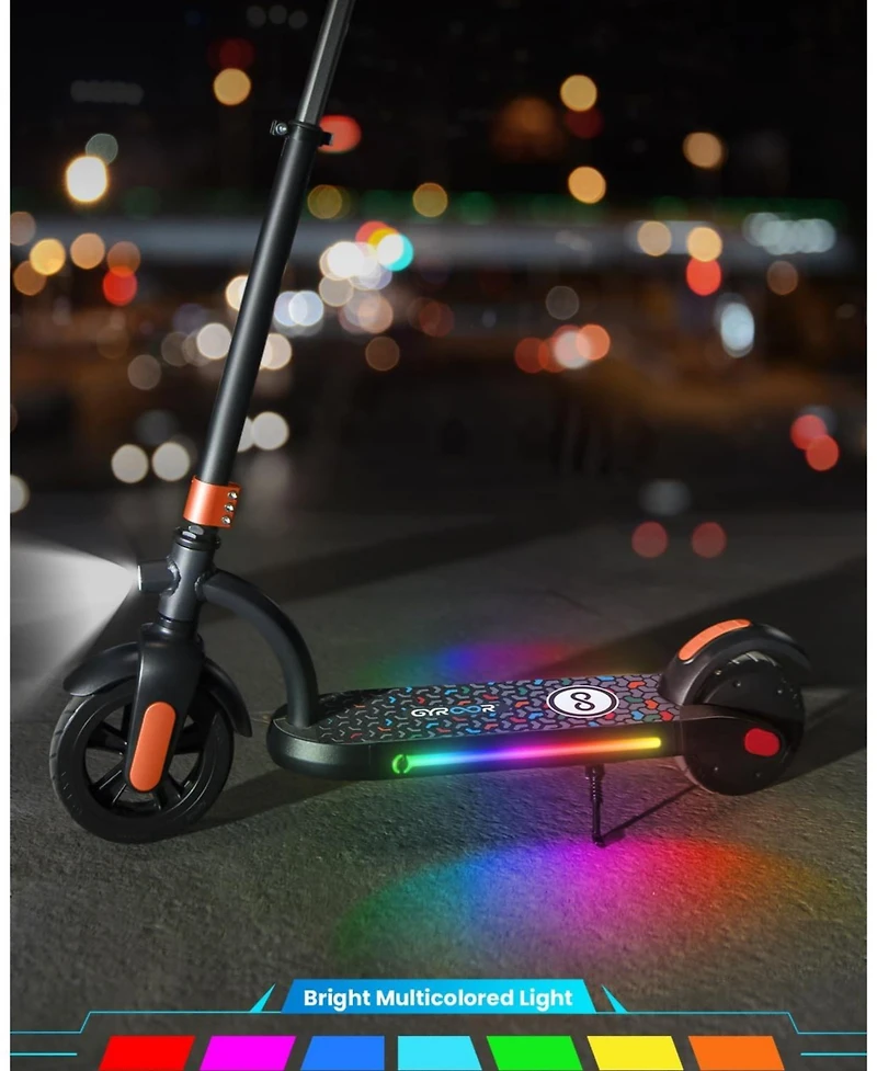 Gyroshoes Electric Scooter for Kids – 3-Speed Adjustable, Foldable Kids Electric Scooter with Led Display, Electric Brake, Colorful Lights, Lig