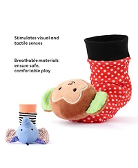 The Peanutshell Safari Baby Rattle Socks and Wrist Rattle Set, 5 Piece