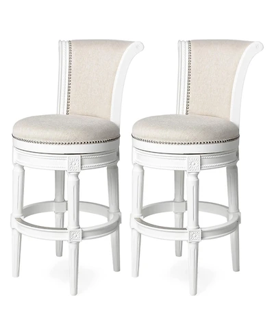 Maven Lane Pullman Wooden Swivel Kitchen Stool, Alabaster White Finish, Set of 2