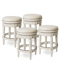 Maven Lane Pullman Backless Counter Stool, White Oak/Natural Upholstery, Set of 4