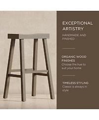Maven Lane Vincent Wooden Rustic Kitchen Bar Stool, Antiqued Grey, Set of 2
