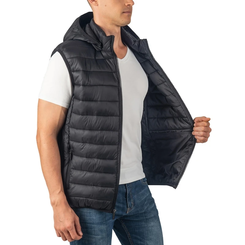 Alpine Swiss Gage Mens Hooded Puffer Vest Down Alternative Packable Jacket