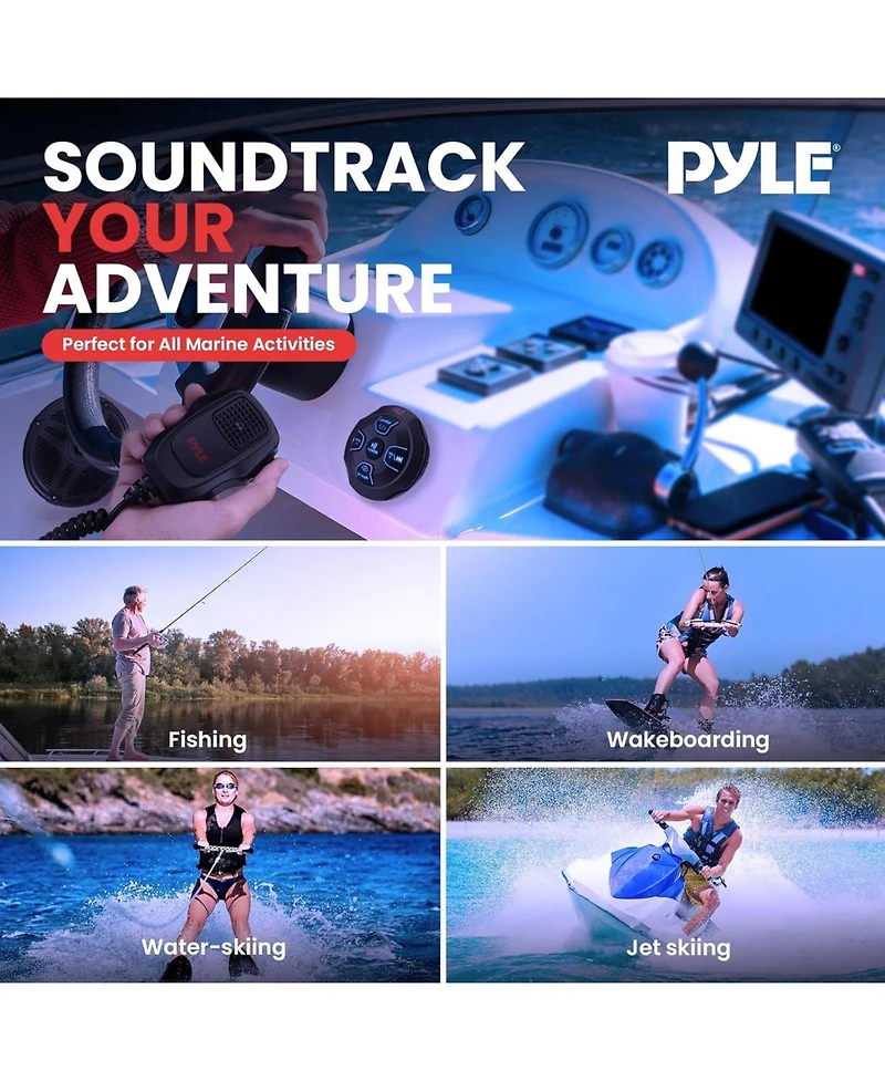 Pyle Dual 6.5” Waterproof Marine Speaker Kit with Bluetooth Amplifier & Microphone