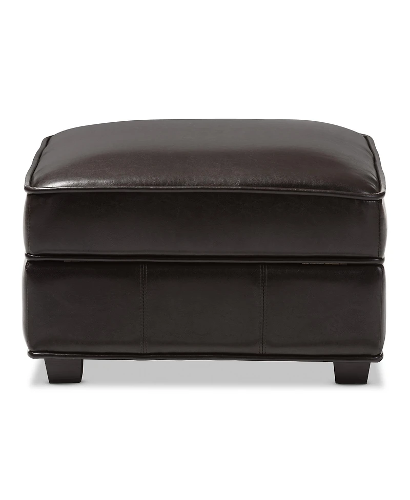 Baxton Studio Agustus Brown Leather Storage Ottoman