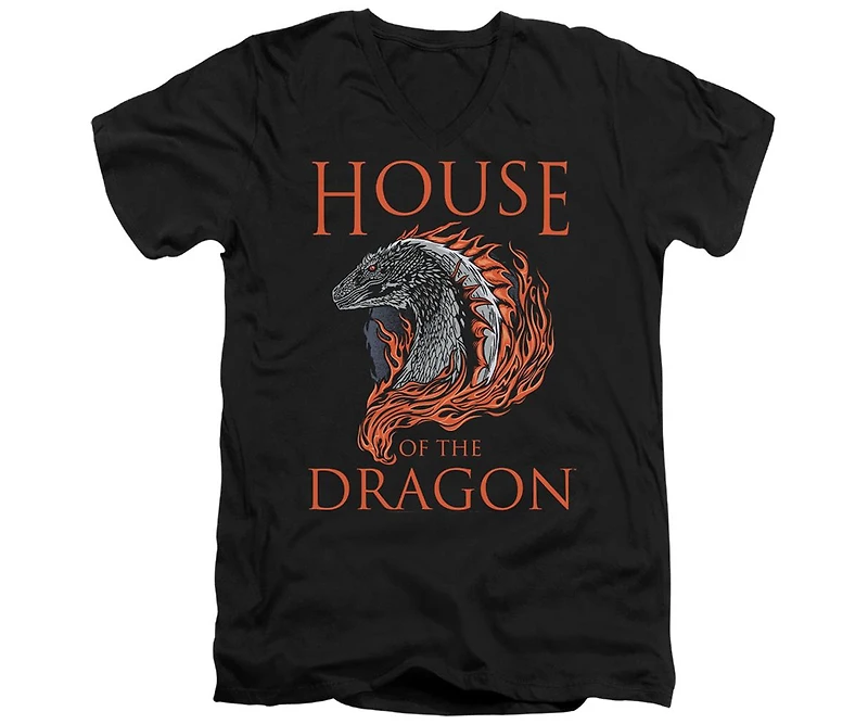 House Of The Dragon Men's Hod Illustration Short Sleeve Adult V Neck Premium Cotton Tee / T-Shirt
