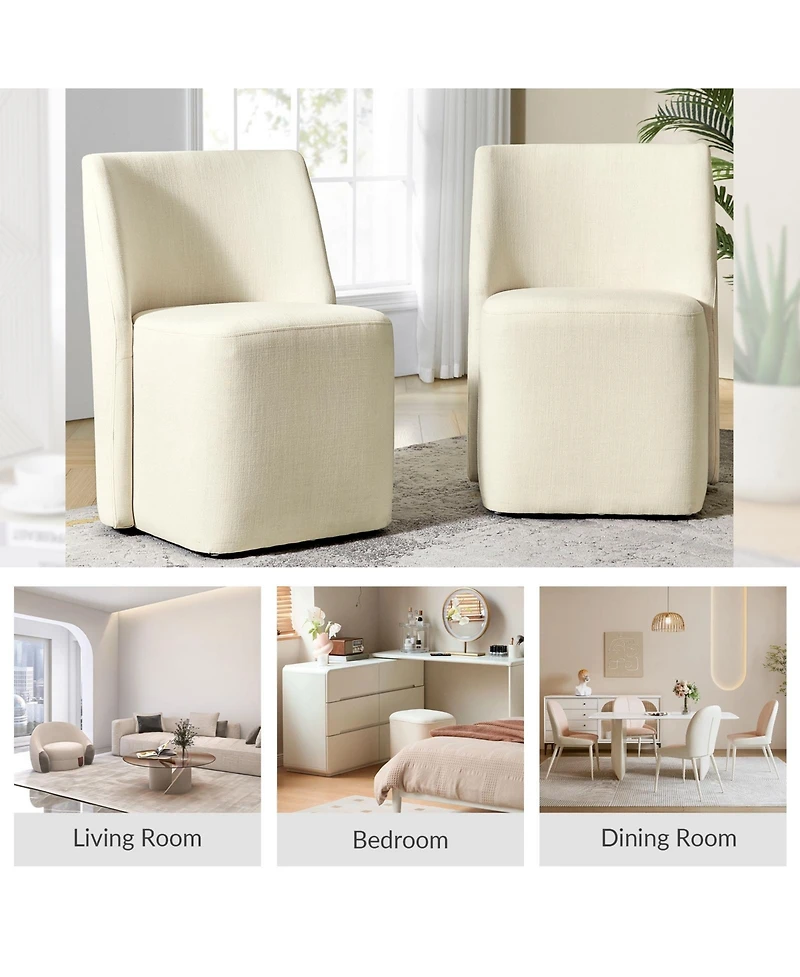 Hulala Home Scott Modern Dining Chair with Lightweight Construction and Universal Wheels