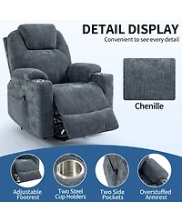 Up to 350 Lbs Power Lift Recliner Chair Heavy Duty Motion Mechanism with 8-Point Vibration Massage and Lumbar Heating, Usb Type-c Ports