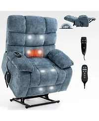 Lift Recliner Chair Heat Massage Dual Motor Infinite Position Up to 350 Lbs Large Electric Power Recliners with Power-Remote
