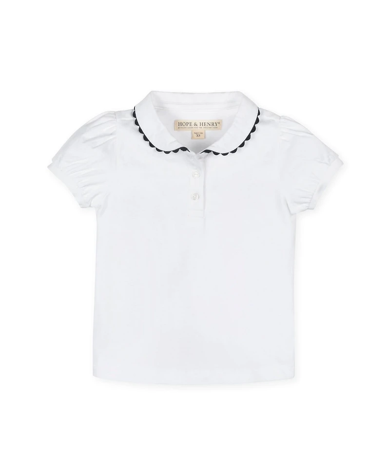 Hope & Henry Girls Organic Puff Sleeve Jersey Knit Polo
