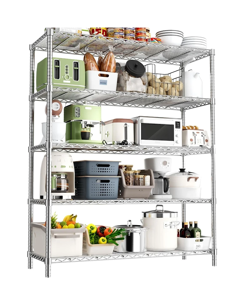 Lovmor 5-Tier Adjustable Storage Shelves Heavy Duty for Kitchen, Pantry, Warehouse, Basement