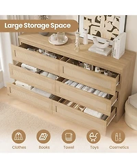 gaomon Rattan Dresser for Bedroom, Modern 6 Drawer Double Dresser with Anti-Tip Kit